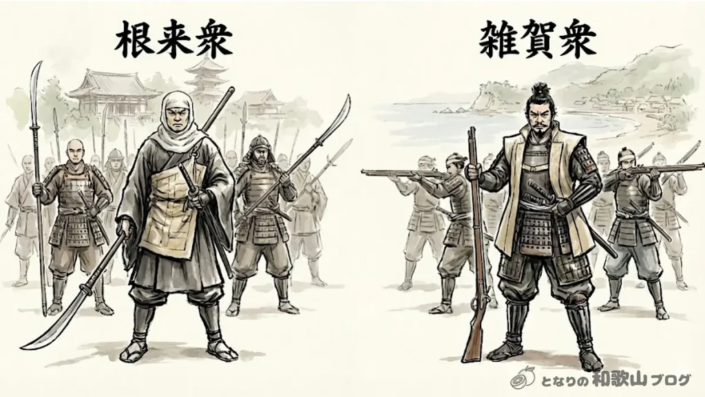 戦国時代の紀州の代表的な戦闘集団「根来衆」の僧兵と「雑賀衆」の鉄砲兵